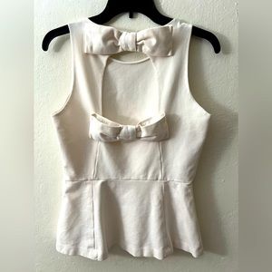 Kate Spade - Double Bow Open Back Peplum Top in Cream size 6